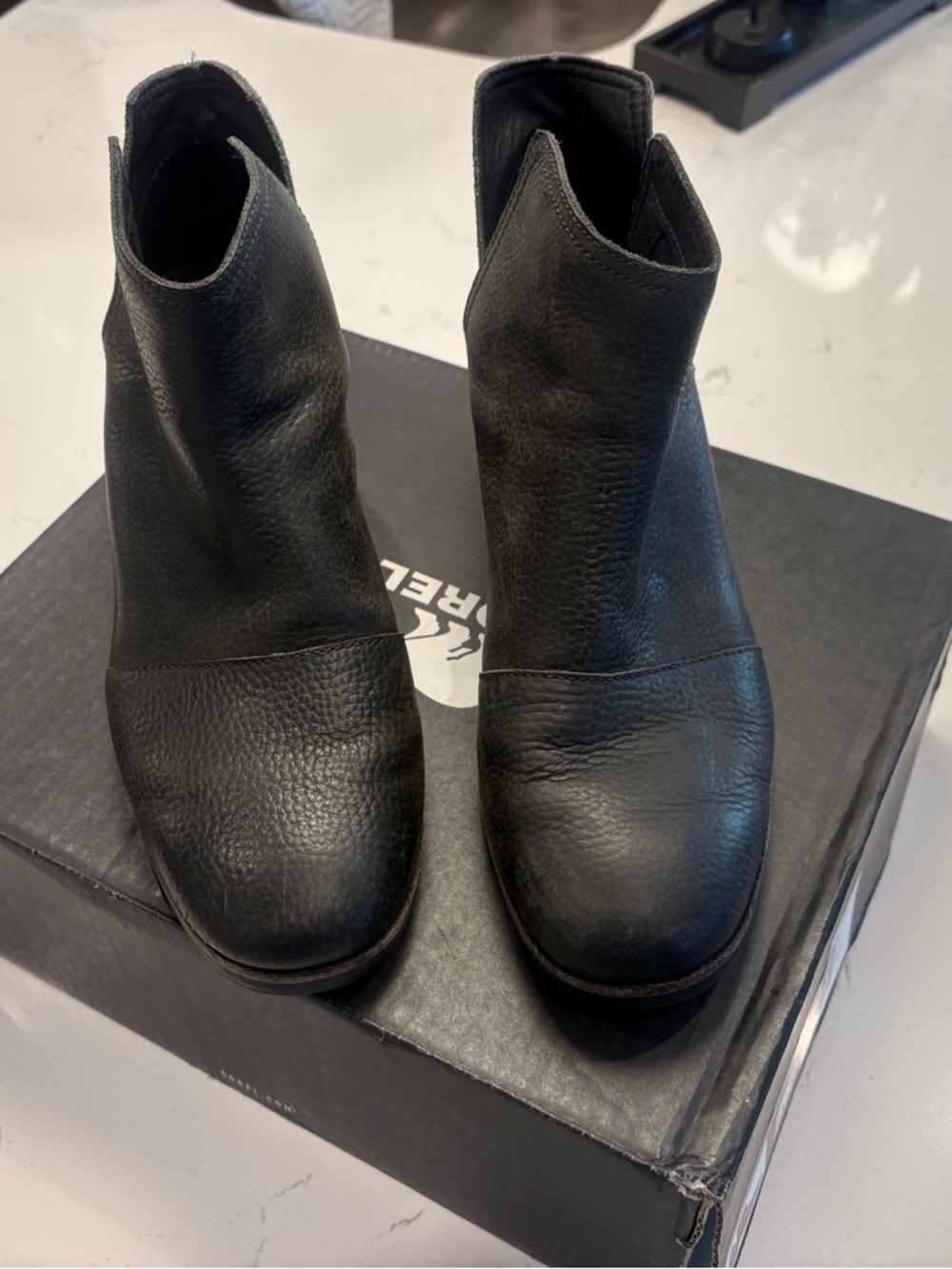 Sorel Black Leather Women's Ankle Booties